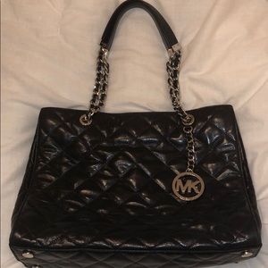 Michael Kors Susannah Black/Silver Leather Tote